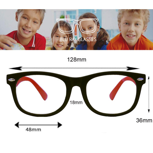 Kids Blue Light Blocking Computer Glasses with AntiGlare KidSized Frame Matte Black Red for Gaming and Study 1