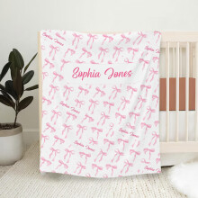 Pink Baby Girl Blanket with Name, Soft Plush Custom Newborn Gift for Girls