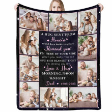 Memorial Blanket with Photos, Custom Flannel Throw with Name and Dates for Sympathy Gift
