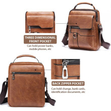 Tragbare Vintage Herren Umhängetasche PU Leder Klappen Business Herren Umhängetasche Hochwertiger Griff Handtasche Reisetasche