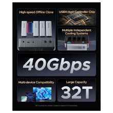 ORICO USB4 40Gbps M.2 NVMe SSD Clone Docking Station 4 Bay Offline Clone SSD Enclosure for Internal SSD Duplicator