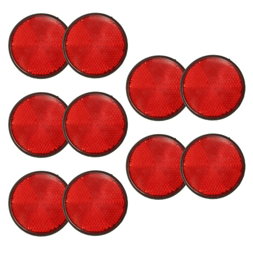 10Pcs Round Red Reflector Universal for Motorcycle ATV 5.6 x 0.8cm