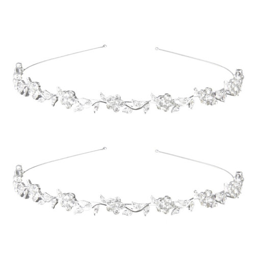 2X Bridal Bridesmaid Flower-Leaf Pattern Headband Wedding Tiara