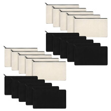 20Pcs Canvas Makeup Bags Canvas Zipper Pouch Bags Pencil Case Blank DIY  Bags Pouch for Travel DIY  School