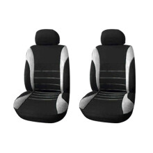 2X Front Car Covers Front Airbag Ready Sport Bucket Cover, 2-Piece Set Automobiles Covers (Black + Grey)
