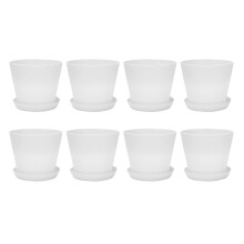 8X Plastic Blumentopf Pflanzgefäß mit Untertassenablage Rund Hochglanz Home Garden Decor, Weiß Oberkaliber -, 17cm