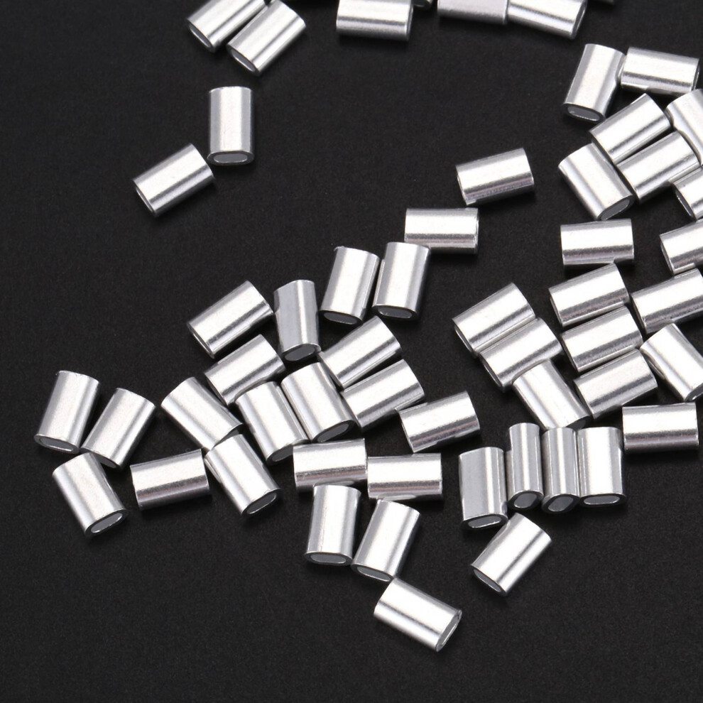 M1.5 Wire Rope Aluminum Ferrule Cable Ties Crimp Wire Rope Chuck Aluminum Jacket 400 Pieces 6032301910676