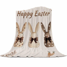 Easter Throw Blanket 50 x 60 Inch Flannel Fleece Bunny and Carrot Beige Cozy Sofa Bed Spring Decor