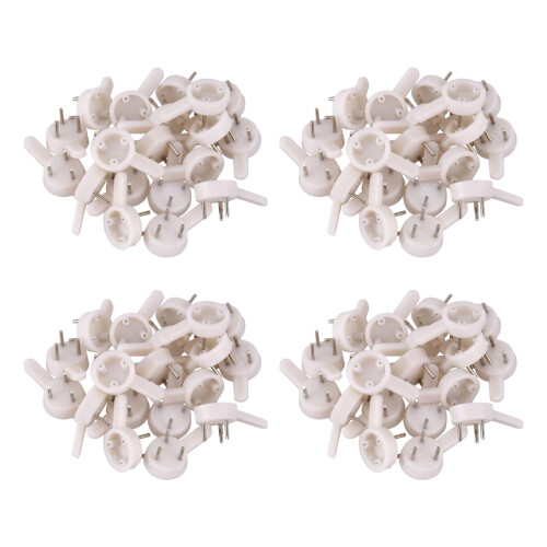 80 Pcs Plastic Heavy Wall Picture Frame Hooks Hangers 3-Pin Small White 1