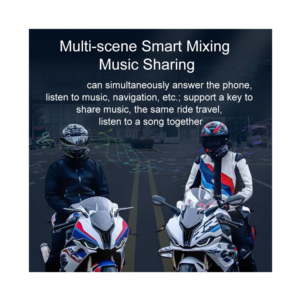 Motorcycle Helmet Headset 2 Rider 500M Intercom Waterproof Noise Cancellation Ai Voice Riding Headset 6032089496706