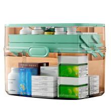 Portable Medicine Box 3 Tier Large Capacity First Aid Storage with Clear Dustproof Design Green L