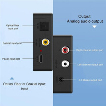 Digital to Analog Audio Converter Optical Coaxial to RCA & 3.5mm Output Compatible with TV DVD Soundbar