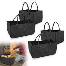 Firewood Carry Bag Foldable Felt Log Tote with Ergonomic Handles Dark Grey Pack of 4