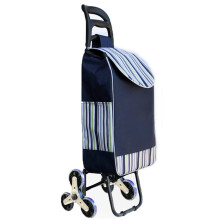 Foldable Stair Climbing Shopping Trolley with Triwheel Design and Quiet Rubber Wheels, Lightweight