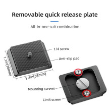 Appareil Photo Reflex à TêTe SphéRique Panoramique en Alliage D'Aluminium,  Inclinaison Panoramique SphéRique avec Plaque à DéGagement Rapide