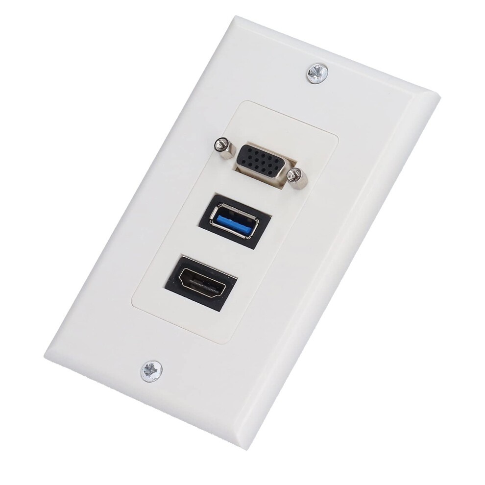 Wall Plate With Hdmi Usb Vga, 4K Hdr Multiport Embedded Av Socket For Home Theater 9092120036282