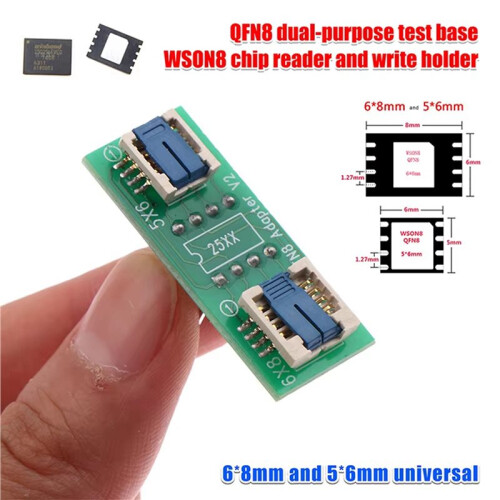 2X QFN8/WSON8 Socket/Adattatore Universale Due In  per Chip SMT BIOS Flash Socket da 6x5MM e 8x6MM 2