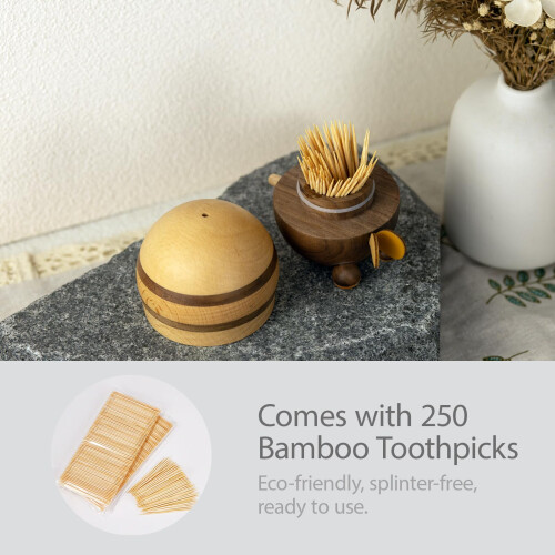 Bee Toothpick Holder with 250 Bamboo Toothpicks, DustProof Kitchen Dispenser Decor 1