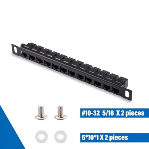 12 Port Patch Panel, Network Wire Organizer Rack Unshielded Cat5e/Cat6 Cable Network Patch Panel for Cord Management 2