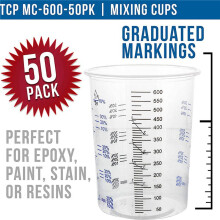 20 Oz (600Ml) Copos de Mistura de Plástico Graduados Transparentes Flexíveis Descartáveis - 150 Copos - Use para Tinta, Resina, Epóxi, Arte