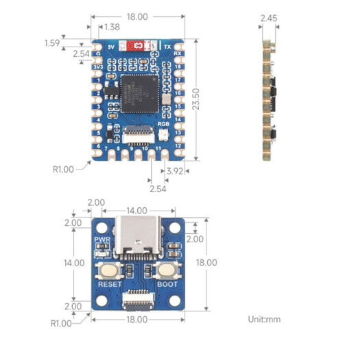 2X ESP32-S3-Tiny Development Board Kit+FPC Cable  LE+2.4G WiFi ESP32-S3FH4R2 ESP32-S3  Development Board 2