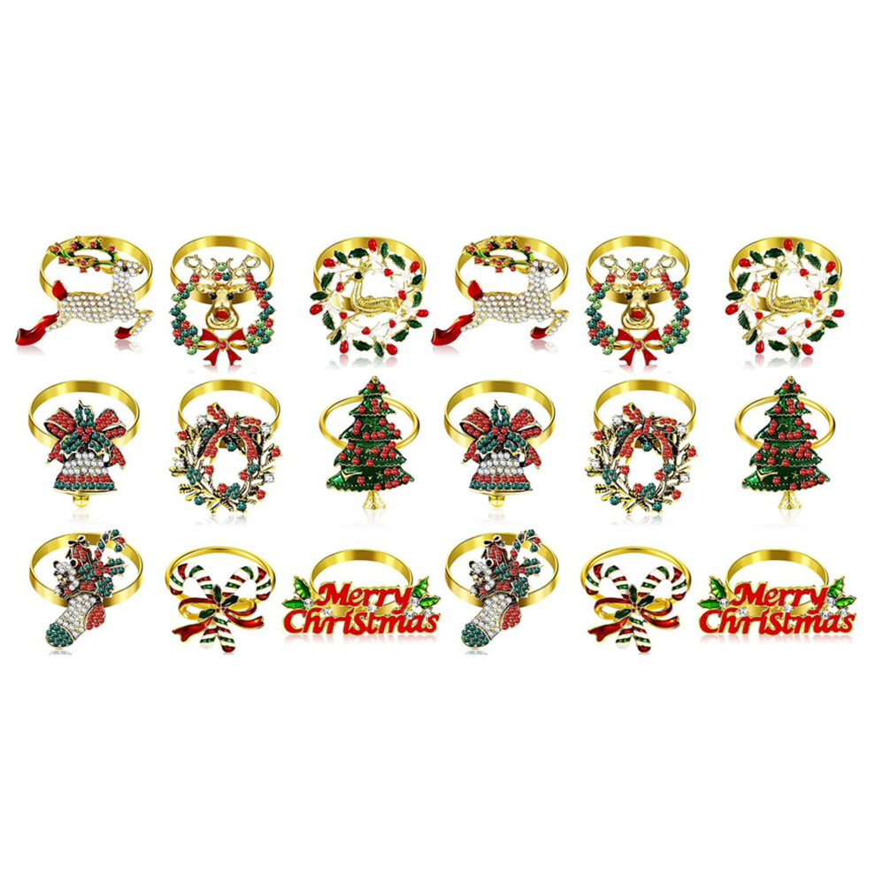 Typecat 18 Pieces Christmas Napkin Rings Set Metal Christmas Napkin Holder Christmas Tree Napkin Ring Decor