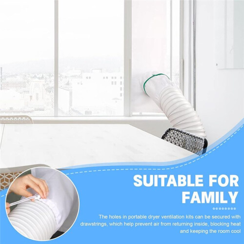 2 Set Portable Ac Window Kit Window Seal for Portable Air Conditioner Adjustable Vent Kit with Drawstring 2