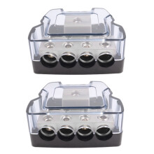 2X 4 Way Power Distribution Block 1 x 0/2/4 Gauge in /4 x 4/8 Gauge Out Ground Distributor Block for Car Audio Amplifier