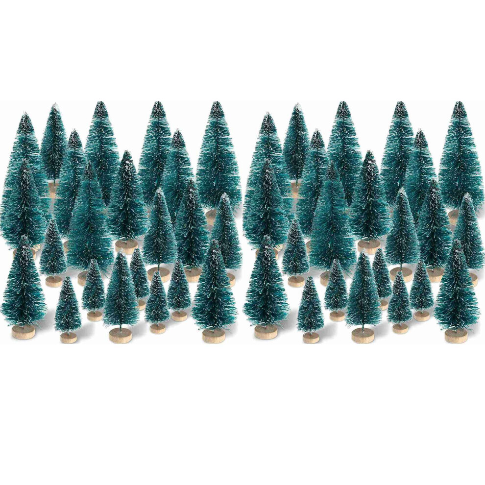 Typecat 120 Pieces Sisal Snow Frost Trees Winter Pine With Wood Base Snow Ornaments Tabletop Trees For Christmas Decoration