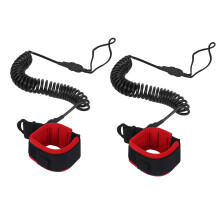 2X 10.6 Fuß KnöChel Leine Surfen Aufgerolltes Aufstehen Paddel Tafel Schwarzes TPU Paddel Tafel Fuß Bein Seil Surf Brett Floß Zug Seil