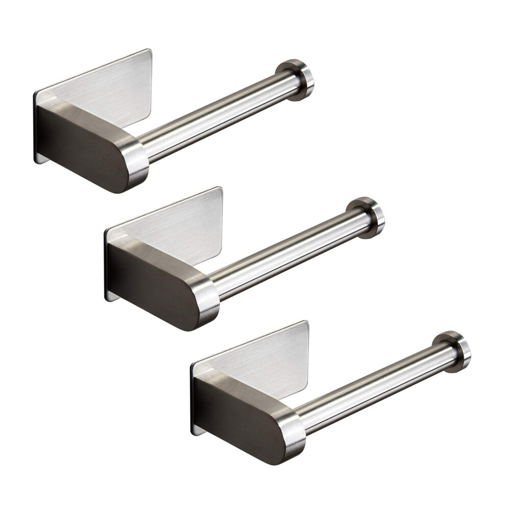 Typecat 3X Self Adhesive Toilet Paper Holder-Bathroom Toilet Paper Holder Stand No Drilling Stainless Steel Brushed