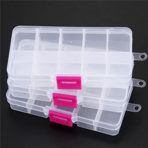 15pcs 10 Grid Electronic Component Parts Kits Plastic Storage Box Case 2