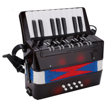 Mini Piano Accordion 17Key 8Bass Lightweight Educational Instrument with Adjustable Shoulder Straps