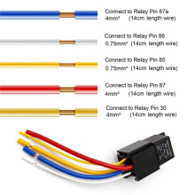 6x Car Relay with Harness, 5Pin 80A Relay /Off Normally Open SPDT Relay Socket Plug JD2912-1Z-12VDC 80A 14VDC