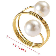 24 Pcs Double-Pearl Napkin Rings, Napkin Holders, Serviette Buckle for Wedding Reception, Festivals, Banquet
