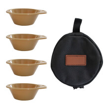 4Pcs Drinking Travel Cup Cutlery Plastic-4 khaki portable bow