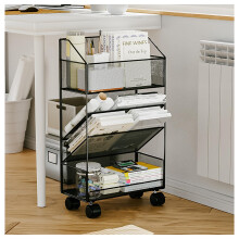 Rolling Storage Cart 5Tier Slim Metal Bookshelf with Wheels for Office Home School Black