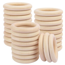 30 Pack Unfinished Wooden Rings Natural 4 Inch Wood Rings for DIY Crafts, Jewelry Making, Macrame & Home Decor
