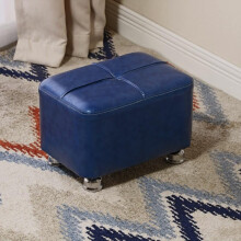 Small Footstool Ottoman Foot Rest, Navy Rectangle Design for Couch, Living Room or Office Use