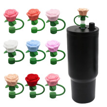 1/9 piezas de tapas de silicona para pajitas de vasos de 30/40 oz. Bonitos adornos de pajitas con forma de flor para vasos. Cubiertas para pajitas de