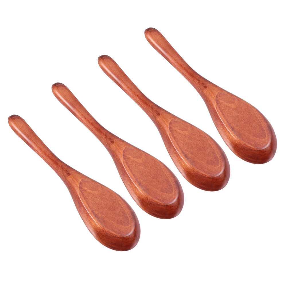 4 Pcs Ramen Noodles Eco-friendly Spoons Comfortable Handle Baby Grip Wooden Asian Mixing Drink Soup Tablespoon Coffee