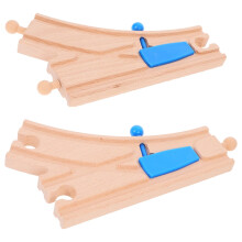 OUNONA Wooden Train Track with Curved Switch Set