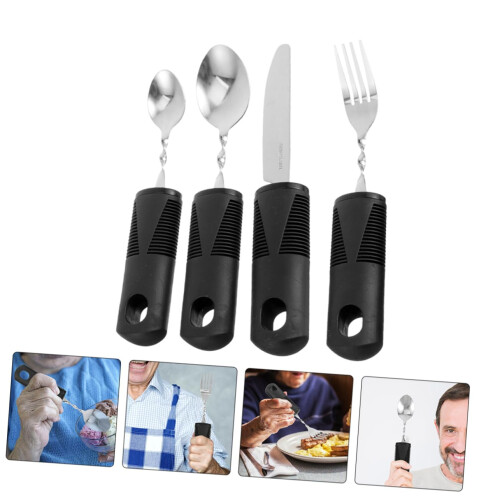 Adaptive Utensils for Seniors with Ergonomic EasyGrip Handles, Reusable Silverware Set for Disabled 2