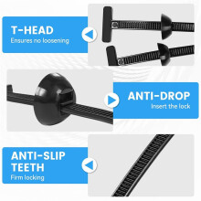 100Pcs PP Universal Cable Tie Buckle PP Zip Ties Double Sided Buckle & Button Design for Car Daily Repair