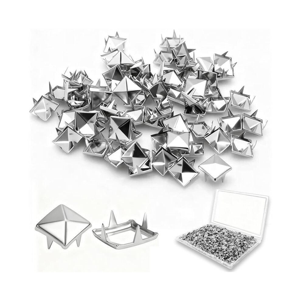 1000Pcs 10Mm 4-Prong Square Spikes, Metal Pyramid Studs For Crafts, Punk Style Rivets For Clothing Decoration, Jacket B 4712745099183