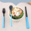 (Blue) Kids Travel Dinnerware Set - Fork, Chopsticks 7