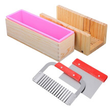 Soap Molds with Stainless Steel Wavy Slicer and Straight Slicer, Soap Loaf Bar Rectangular Silicone Soap Making Mold Kit