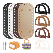 Bag Bases for Crochet with D Shape Purse Handles for Bag Making, 2 PCS Crochet Hooks, 4 Colors Leather Purse Bottoms