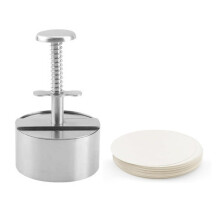 Burger Press with Nonstick Paper, 114mm Stainless Steel Meat Patty Press for Uniform Burgers