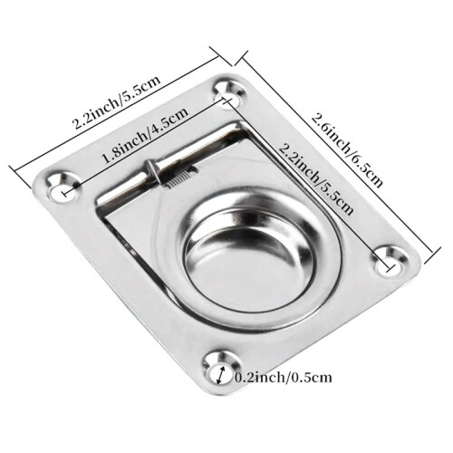 (2 Pcs) Stainless Steel Locking Pull Ring Handle, Marine Boat, Yacht, Flush Lift, 2.5 " 2